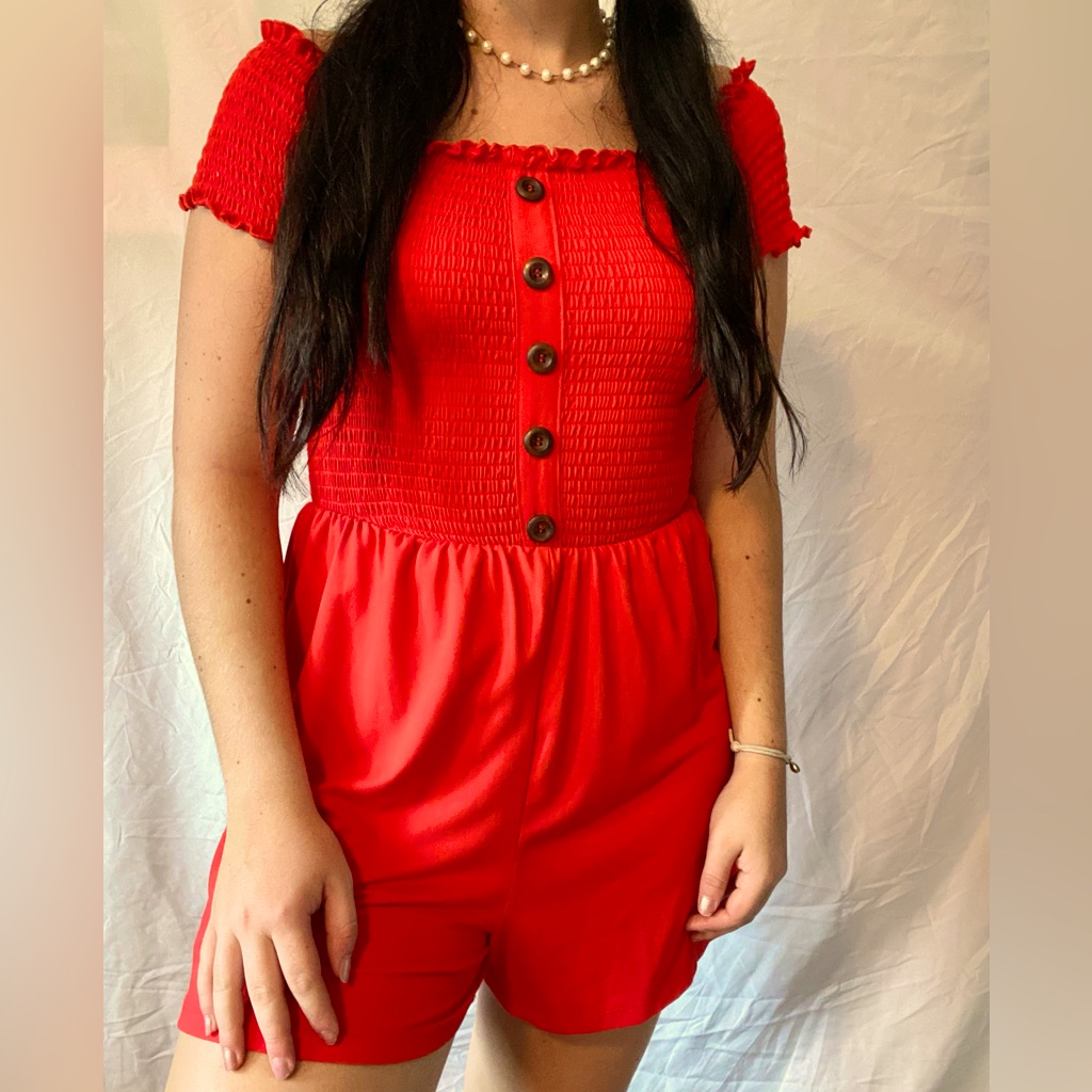 Red Button Romper